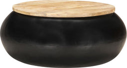 vidaXL - Salontafel - 68x68x30 - cm - massief - mangohout - zwart