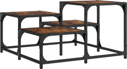 vidaXL - Salontafel - 68x68x40 - cm - bewerkt - hout - gerookt - eikenkleurig