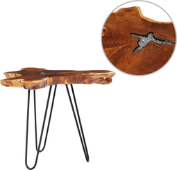 vidaXL - Salontafel - 70x45 - cm - massief - teakhout - en - polyresin