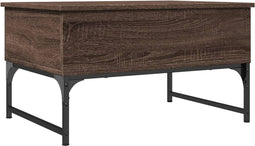 vidaXL - Salontafel - 70x50x40 - cm - bewerkt - hout - en - metaal - bruin - eikenkleur