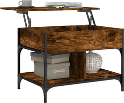 vidaXL - Salontafel - 70x50x50 - cm - bewerkt - hout - en - metaal - gerookt - eiken