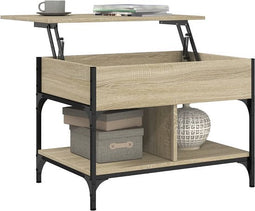 vidaXL - Salontafel - 70x50x50 - cm - bewerkt - hout - en - metaal - sonoma - eikenkleur
