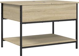 vidaXL - Salontafel - 70x50x50 - cm - bewerkt - hout - en - metaal - sonoma - eikenkleur