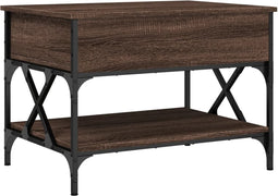 vidaXL - Salontafel - 70x50x50 - cm - bewerkt - hout - en - metaal - bruineikenkleur
