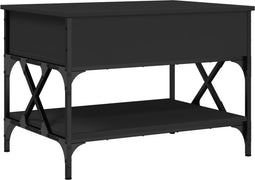vidaXL - Salontafel - 70x50x50 - cm - bewerkt - hout - en - metaal - zwart