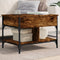 vidaXL - Salontafel - 70x50x50 - cm - bewerkt - hout - en - metaal - gerookt - eiken