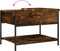 vidaXL - Salontafel - 70x50x50 - cm - bewerkt - hout - en - metaal - gerookt - eiken