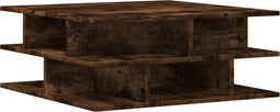 vidaXL - Salontafel - 70x70x29 - cm - bewerkt - hout - gerookt - eikenkleurig