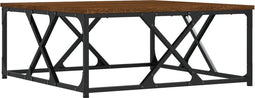 vidaXL - Salontafel - 70x70x30 - cm - bewerkt - hout - bruin - eikenkleur