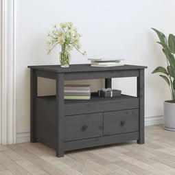 vidaXL - Salontafel - 71x49x55 - cm - massief - grenenhout - grijs