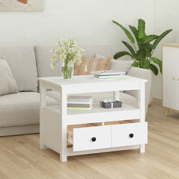 vidaXL - Salontafel - 71x49x55 - cm - massief - grenenhout - wit