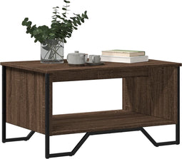 vidaXL - Salontafel - 75x51x40 - cm - bewerkt - hout - bruin - eikenkleur