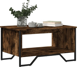 vidaXL - Salontafel - 75x51x40 - cm - bewerkt - hout - gerookt - eikenkleurig