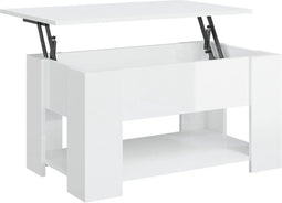 vidaXL - Salontafel - 79x49x41 - cm - bewerkt - hout - hoogglans - wit