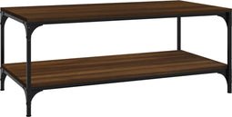 vidaXL - Salontafel - 80x50x40 - cm - bewerkt - hout - bruin - eikenkleur