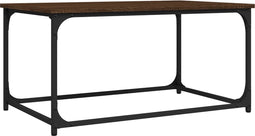 vidaXL - Salontafel - 80x50x40 - cm - bewerkt - hout - en - ijzer - bruin - eikenkleur
