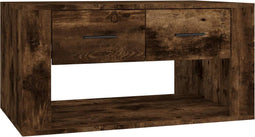 vidaXL - Salontafel - 80x50x40 - cm - bewerkt - hout - gerookt - eikenkleurig