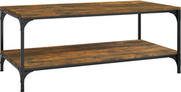 vidaXL - Salontafel - 80x50x40 - cm - bewerkt - hout - gerookt - eikenkleurig