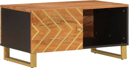 vidaXL - Salontafel - 80x50x40 - cm - massief - mangohout - bruin - en - zwart