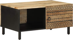 vidaXL - Salontafel - 80x50x40 - cm - massief - ruw - mangohout - zwart