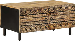 vidaXL - Salontafel - 80x50x40 - cm - massief - ruw - mangohout - zwart