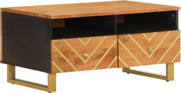 vidaXL - Salontafel - 80x54x40 - cm - massief - mangohout - bruin - en - zwart