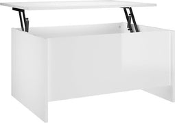 vidaXL - Salontafel - 80x55,5x41,5 - cm - bewerkt - hout - hoogglans - wit