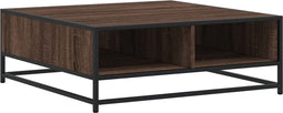 vidaXL - Salontafel - 80x80x30 - cm - bewerkt - hout - en - metaal - bruin - eikenkleur