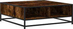 vidaXL - Salontafel - 80x80x30 - cm - bewerkt - hout - en - metaal - gerookt - eiken