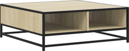 vidaXL - Salontafel - 80x80x30 - cm - bewerkt - hout - en - metaal - sonoma - eikenkleur