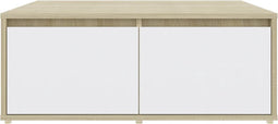 vidaXL - Salontafel - 80x80x31 - cm - bewerkt - hout - wit - en - sonoma - eikenkleurig