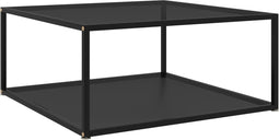 vidaXL - Salontafel - 80x80x35 - cm - gehard - glas - zwart