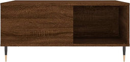 vidaXL - Salontafel - 80x80x36,5 - cm - bewerkt - hout - bruin - eikenkleur