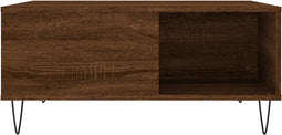 vidaXL - Salontafel - 80x80x36,5 - cm - bewerkt - hout - bruin - eikenkleur