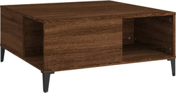 vidaXL - Salontafel - 80x80x36,5 - cm - bewerkt - hout - bruin - eikenkleur
