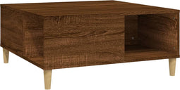 vidaXL - Salontafel - 80x80x36,5 - cm - bewerkt - hout - bruin - eikenkleur
