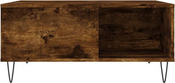 vidaXL - Salontafel - 80x80x36,5 - cm - bewerkt - hout - gerookt - eikenkleurig
