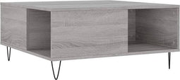 vidaXL - Salontafel - 80x80x36,5 - cm - bewerkt - hout - grijs - sonoma - eikenkleurig