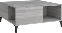 vidaXL - Salontafel - 80x80x36,5 - cm - bewerkt - hout - grijs - sonoma - eikenkleurig