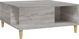 vidaXL - Salontafel - 80x80x36,5 - cm - bewerkt - hout - grijs - sonoma - eikenkleurig