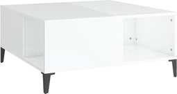 vidaXL - Salontafel - 80x80x36,5 - cm - bewerkt - hout - hoogglans - wit