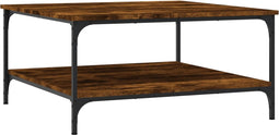 vidaXL - Salontafel - 80x80x40 - cm - bewerkt - hout - gerookt - eikenkleurig