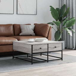 vidaXL - Salontafel - 80x80x40 - cm - bewerkt - hout - grijs - sonoma - eikenkleurig
