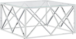 vidaXL - Salontafel - 80x80x40 - cm - roestvrij - staal - en - glas