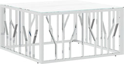 vidaXL - Salontafel - 80x80x40 - cm - roestvrij - staal - en - glas - zilverkleurig