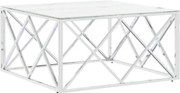 vidaXL - Salontafel - 80x80x40 - cm - roestvrij - staal - en - glas - zilverkleurig