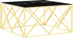 vidaXL - Salontafel - 80x80x40 - cm - roestvrij - staal - en - glas - goudkleurig