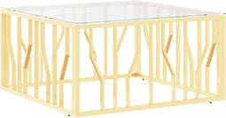 vidaXL - Salontafel - 80x80x40 - cm - roestvrij - staal - en - glas - goudkleurig