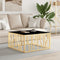 vidaXL - Salontafel - 80x80x40 - cm - roestvrij - staal - en - glas - goudkleurig