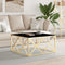 vidaXL - Salontafel - 80x80x40 - cm - roestvrij - staal - en - glas - goudkleurig